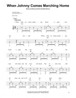page one of When Johnny Comes Marching Home (Banjo Tab)