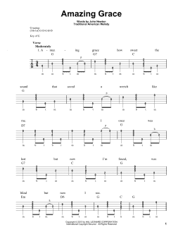 page one of Amazing Grace (Banjo Tab)