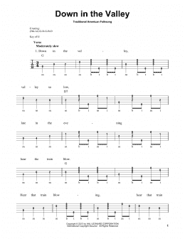 page one of Down In The Valley (Banjo Tab)