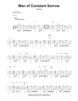 page one of Man Of Constant Sorrow (Banjo Tab)