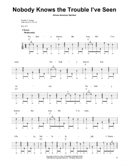 page one of Nobody Knows The Trouble I've Seen (Banjo Tab)