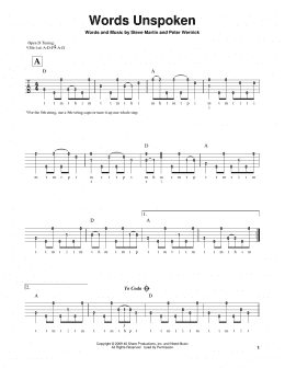 page one of Words Unspoken (Banjo Tab)
