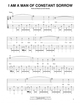 page one of I Am A Man Of Constant Sorrow (Banjo Tab)