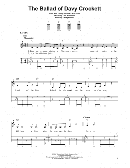 page one of The Ballad Of Davy Crockett (from Davy Crockett) (Banjo Tab)