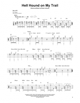 page one of Hell Hound On My Trail (Banjo Tab)