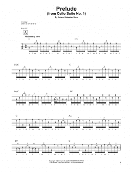 page one of Prelude (Cello Suite No. 1) (Banjo Tab)