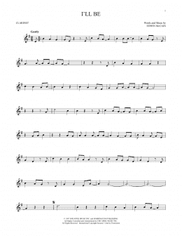 page one of I'll Be (Clarinet Solo)