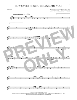 page one of How Sweet It Is (To Be Loved By You) (Clarinet Solo)