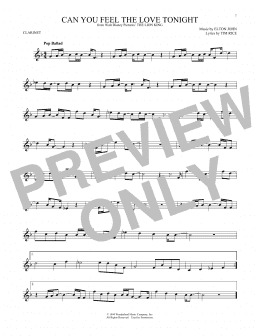 page one of Can You Feel The Love Tonight (from The Lion King) (Clarinet Solo)