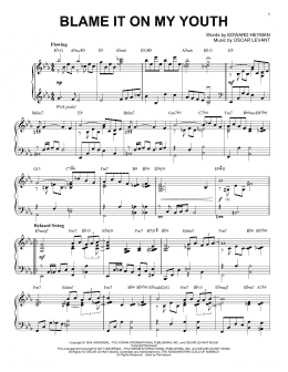 page one of Blame It On My Youth [Jazz version] (Piano Solo)