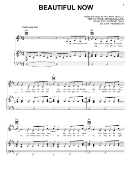 page one of Beautiful Now (Piano, Vocal & Guitar Chords (Right-Hand Melody))