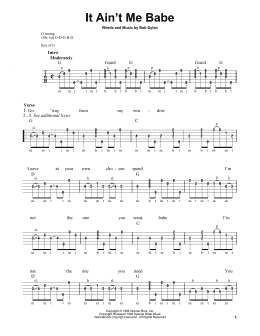 page one of It Ain't Me Babe (Banjo Tab)