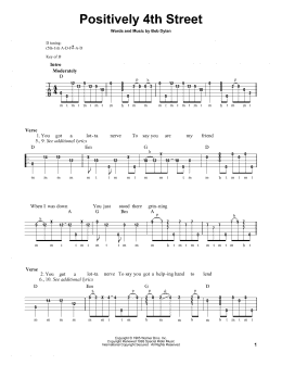 page one of Positively 4th Street (Banjo Tab)