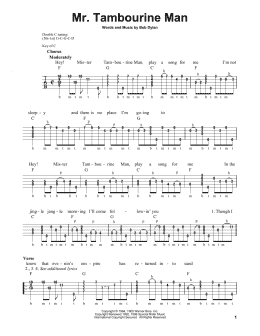 page one of Mr. Tambourine Man (Banjo Tab)