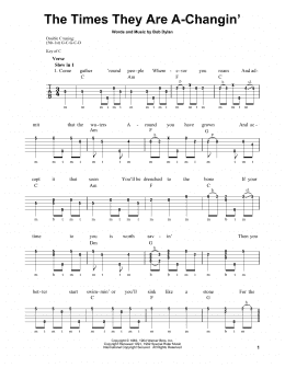 page one of The Times They Are A-Changin' (Banjo Tab)