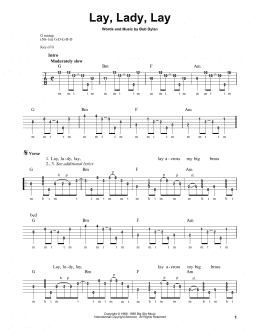 page one of Lay, Lady, Lay (Banjo Tab)