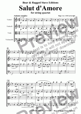 page one of Salut d'Amore for string quartet
