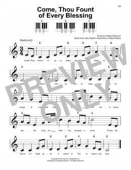page one of Come, Thou Fount Of Every Blessing (Super Easy Piano)