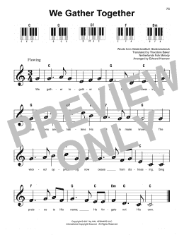 page one of We Gather Together (Super Easy Piano)