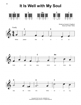 page one of It Is Well With My Soul (Super Easy Piano)