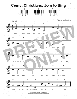 page one of Come, Christians, Join To Sing (Super Easy Piano)