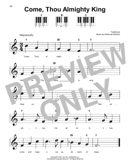 page one of Come, Thou Almighty King (Super Easy Piano)