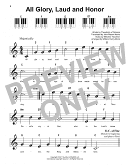 page one of All Glory, Laud And Honor (Super Easy Piano)