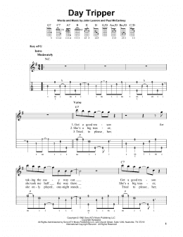 page one of Day Tripper (Banjo Tab)