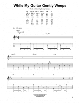 page one of While My Guitar Gently Weeps (Banjo Tab)