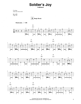 page one of Soldier's Joy (Banjo Tab)