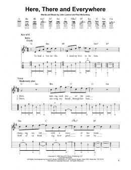 page one of Here, There And Everywhere (Banjo Tab)