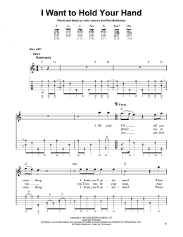 page one of I Want To Hold Your Hand (Banjo Tab)