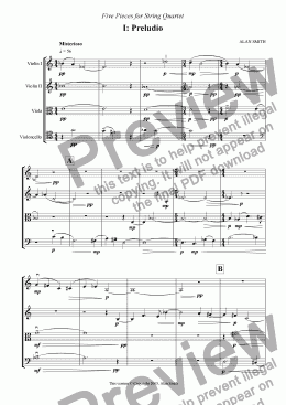 page one of Five Pieces for String Quartet  (complete)