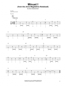 page one of Minuet I (Anna Magdalena) (Banjo Tab)