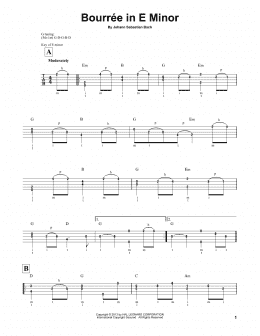 page one of Bourree (arr. Mark Phillips) (Banjo Tab)
