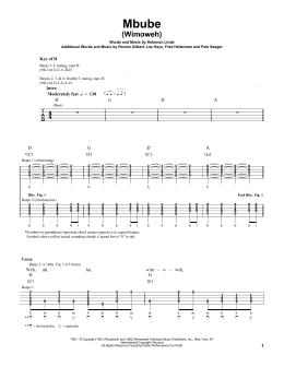 page one of Mbube (Wimoweh) (Banjo Tab)