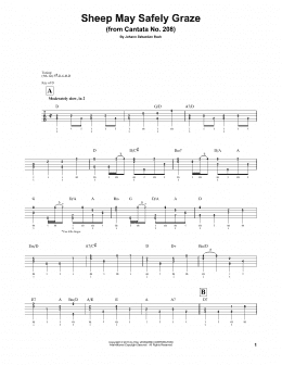 page one of Sheep May Safely Graze (Banjo Tab)