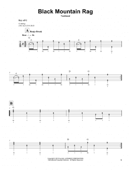 page one of Black Mountain Rag (Banjo Tab)