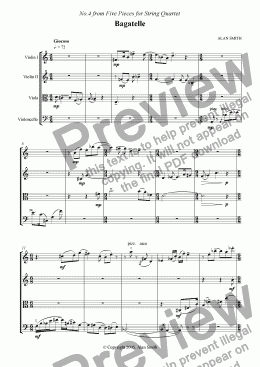 page one of Five Pieces for String Quartet  - No.4 Bagatelle