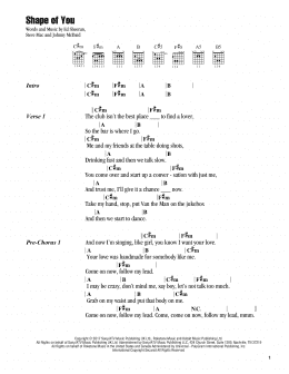 page one of Shape Of You (Guitar Chords/Lyrics)