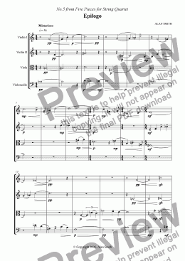 page one of Five Pieces for String Quartet  - No.5 Epilogo