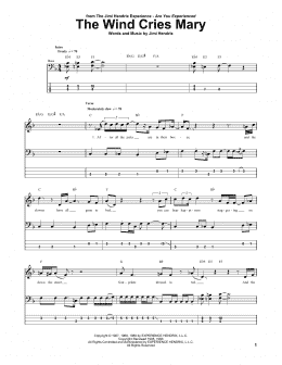 page one of The Wind Cries Mary (Bass Guitar Tab)