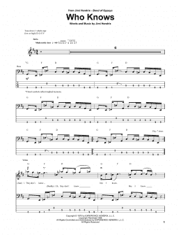 page one of Who Knows (Bass Guitar Tab)