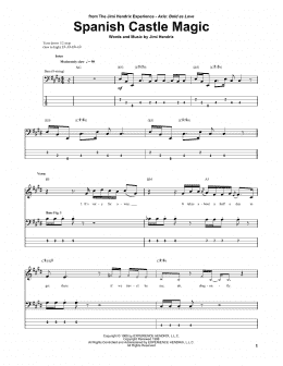 page one of Spanish Castle Magic (Bass Guitar Tab)