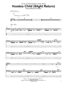 page one of Voodoo Child (Slight Return) (Bass Guitar Tab)
