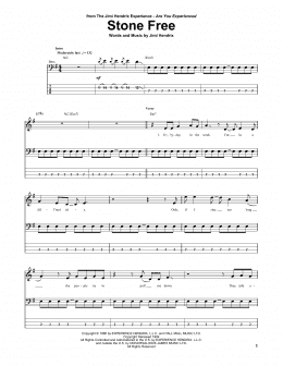 page one of Stone Free (Bass Guitar Tab)