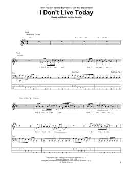 page one of I Don't Live Today (Bass Guitar Tab)