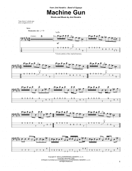 page one of Machine Gun (Bass Guitar Tab)