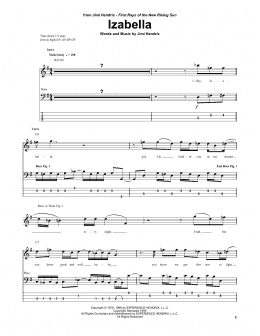 page one of Izabella (Bass Guitar Tab)