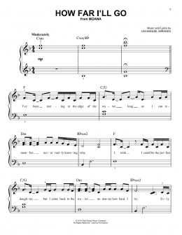 page one of How Far I'll Go (from Moana) (Easy Piano)